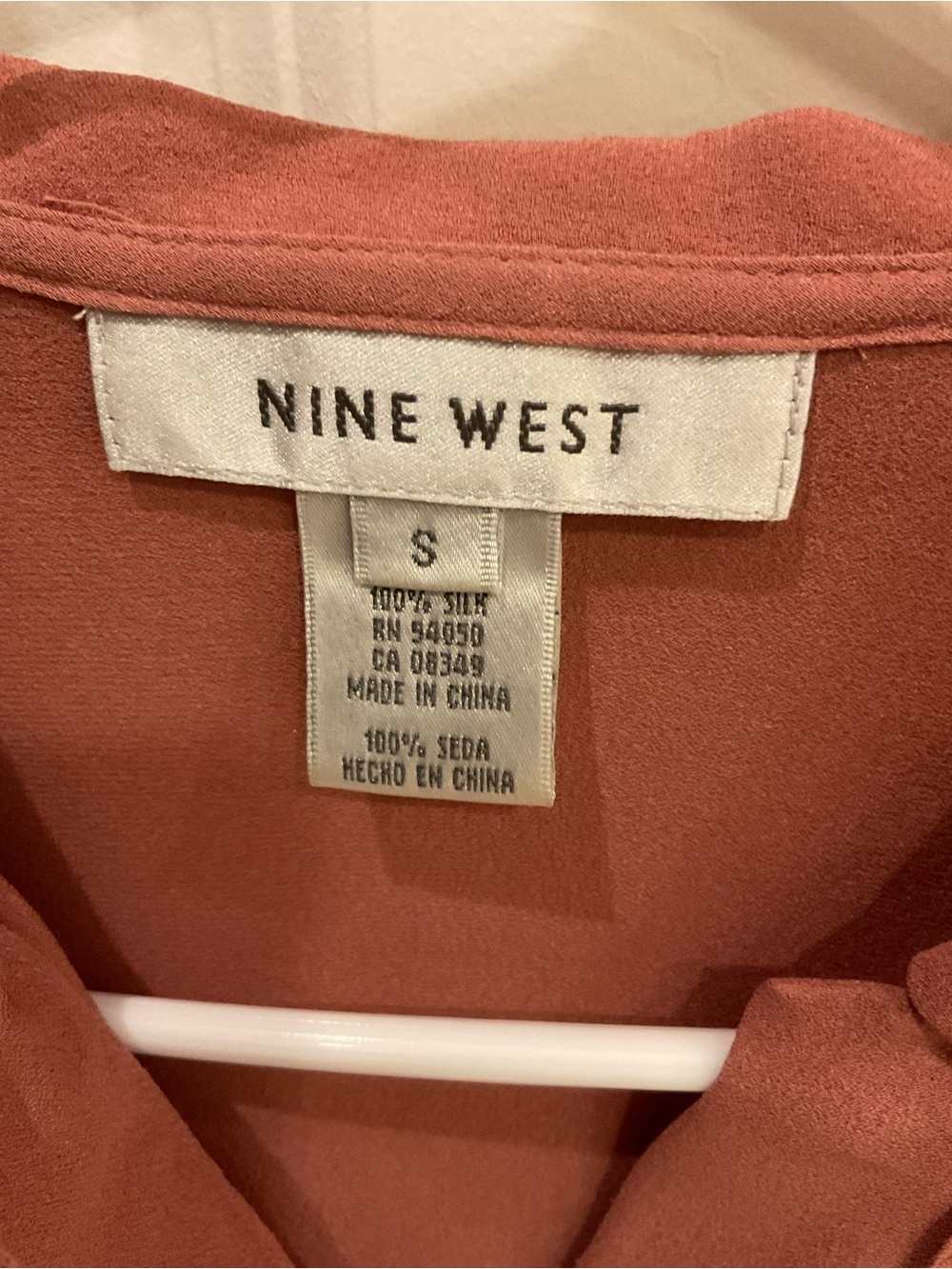 New Nine West Silk Button-Front Pintuck Blouse